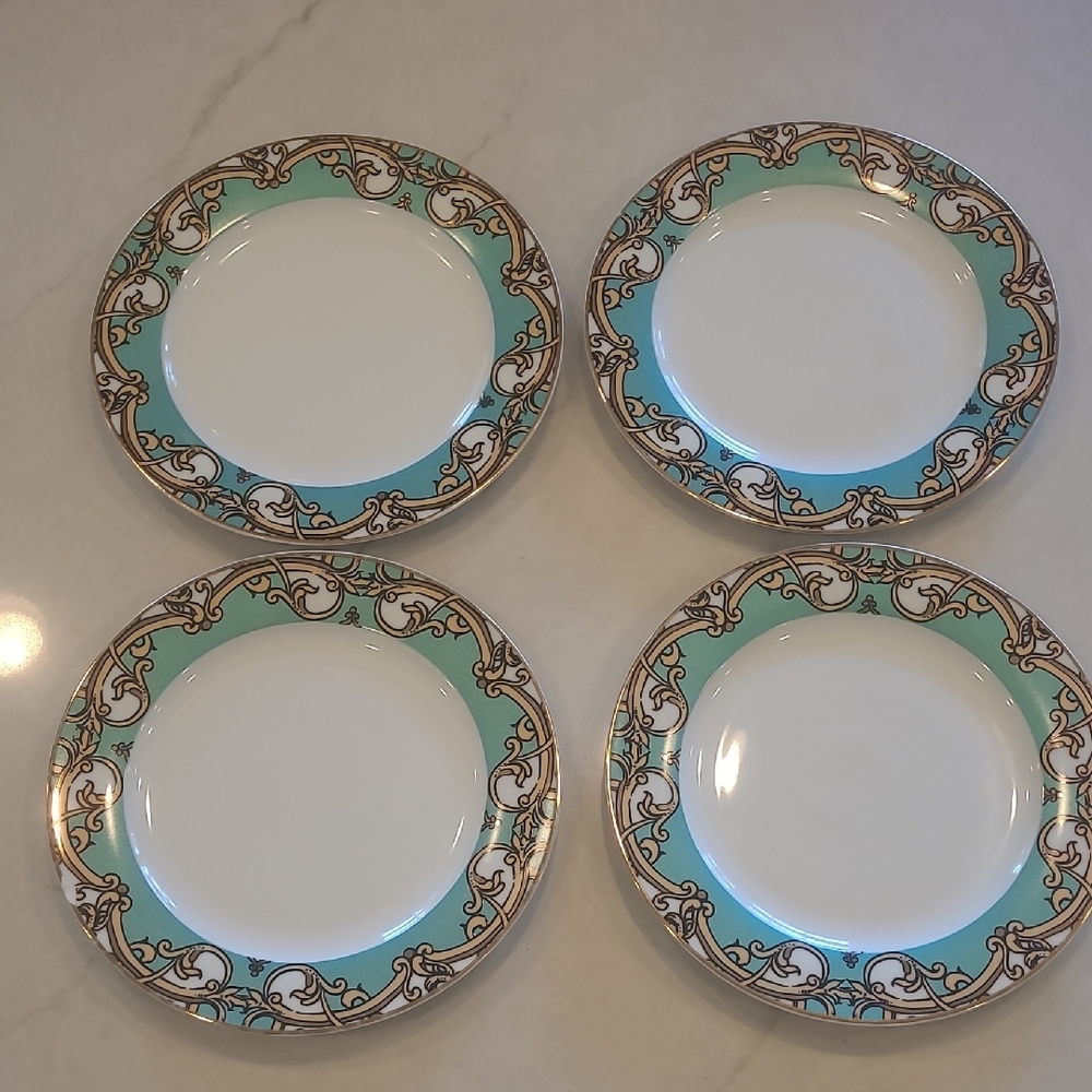 Set of 4 GRACE'S TEAWARE Marin Turquoise 9" Salad Plates